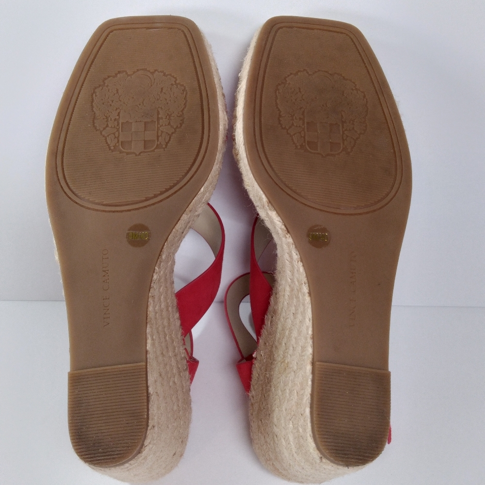 Vince Camuto Martissy Suede Espadrille Wedge Strappy Sandals Razz Red Size 9 - Picture 11 of 11